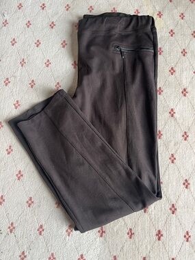 Elliott Lauren Dark Brown Slim Ankle Pants with Zippered Pockets